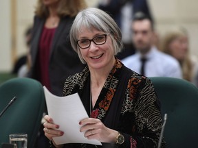 Minister of Employment, Workforce Development and Labour Patty Hajdu appears at a Commons human resources committee hearing on Bill C-65, An Act to amend the Canada Labour Code (harassment and violence), the Parliamentary Employment and Staff Relations Act and the Budget Implementation Act, 2017, No. 1, on Parliament Hill in Ottawa on Monday, Feb. 12, 2018.
