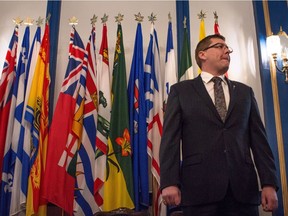 Saskatchewan premier Scott Moe is seen during the swearing-in ceremony in Regina on Friday, February 2, 2018.