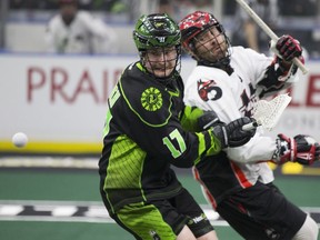 Saskatchewan's Robert Church (left) eyes the ball during a recent home game against Vancouver.