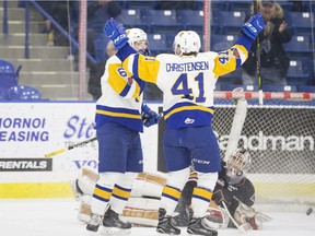 The Saskatoon Blades celebrated a win on home ice to close out the season.