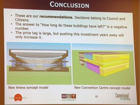 New Arena concept model and New Convention Centre concept model at City Hall in Saskatoon, SK on March 19, 2018.