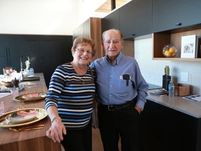 Josie Shulhan and Norman Shulhan stand in their new kitchen after winning the Hospital Home Lottery in Saskatoon, SK on March 29, 2018.