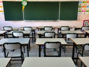 A school classroom.