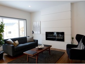 This D&S Homes show home in Brighton has a lot of family-friendly features, including a natural gas fireplace in the living room for guests to gather around. (Jennifer Jacoby-Smith/The StarPhoenix)