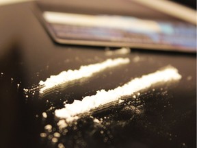 A close-up photo of cocaine lines