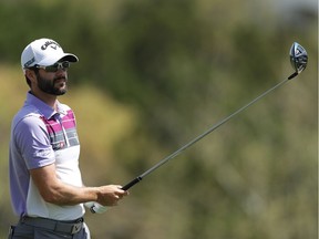 Adam Hadwin of Canada plays his shot from the third tee during the first round of the World Golf Championships-Dell Match Play at Austin Country Club on March 21, 2018 in Austin, Texas.