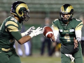 University of Regina Rams quarterback Noah Picton (4) and running back Atlee Simon have both been invited to the CFL's national combine.
