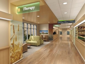 An architect's rendering of part of the therapy mall in the new Saskatchewan Hospital North Battleford. Art supplied by the Government of Saskatchewan.