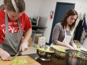 SOAR participants from West Portal Church were helping prepare soup at The Bridge during the February school break in 2018. Submitted Photo