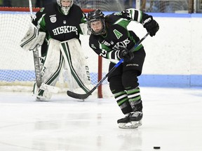 Kennedy Harris scored the game-winning goal Thursday for the University of Saskatchewan Huskies in a 3-2 win over the Saint Mary's Huskies during U Sports national women's hockey quarter-final action at London, Ont.