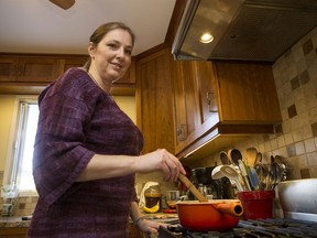 Noelle Chorney, with Slow Food Saskatoon and  a food writer/cooking enthusiast, prepares some stew at her home in Saskatoon, SK on Thursday, March 29, 2017. Noelle and Slow Food Saskatoon are hosting Slow Food in Canada National Summit in Saskatoon April 19-22.