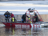 Saskatoon firefighters search the South Saskatchewan River near Broadway Bridge following a call that a male had been seen landing in the river from the bridge in Saskatoon, SK on Thursday, April 19, 2018.