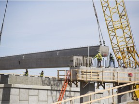 Construction of the new Boychuk Drive and Highway 16 Interchange has progressed to a point where girder installation can begin. The concrete structures that support the bridge deck will be lifted into place as soon as they arrive on site. The first shipment is expected on Tuesday, April 24. Traffic patterns through the intersection have changed starting last Sunday. The westbound lanes of Highway 16 through the construction zone will close. The eastbound lanes will be converted to two-way traffic. All turns will be accommodated, however, extensive delays can be expected during this work. Drivers are encouraged to use alternate routes. The Boychuk Drive and Highway 16 Interchange will open in the summer of 2019 in Saskatoon, SK on Tuesday, April 24, 2018.