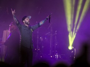 Dallas Smith performs at a tribute concert for the Humboldt Broncos in Saskatoon on April 6, 2018.