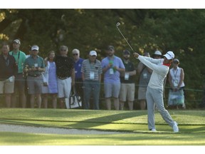 AUGUSTA, GA - APRIL 03: Mike Weir of Canada plays a shot on the first hole during a practice round prior to the start of the 2018 Masters Tournament at Augusta National Golf Club on April 3, 2018 in Augusta, Georgia.