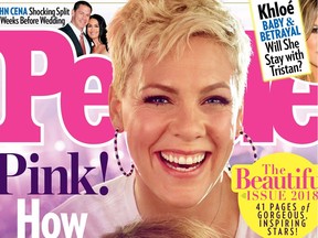 Pink and her kids on the April cover issue of People. Credit: People