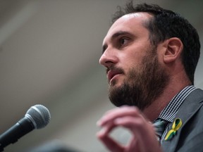 Craig Reynolds, president-CEO of the Saskatchewan Roughriders, speaks at a Regina Chamber of Commerce luncheon at the Delta Hotel on Wednesday.