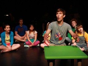 Young Company's Neil Visvanathan performs a scene from Radiant Boy, an original hip-hop musical written by Daniel MacDonald and Deanna Stockade Winder, at Persephone Theatre in Saskatoon, Sask. on May 14, 2018.
