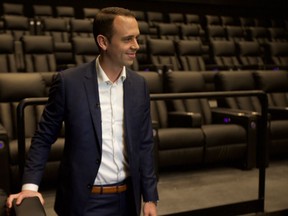 Landmark Cinemas CEO Bill Walker leads a tour through the new movie theatre being built in the Brighton area on May 25, 2018.