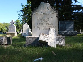 SASKATOON, SK - Around 30 headstones at Woodlawn cemetery were vandalized in Saskatoon, Sask. on May 28, 2018.