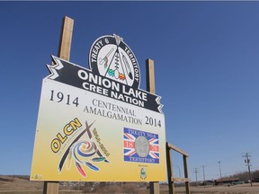 Pictured above is the sign that welcomes you when you arrive on the Onion Lake Cree Nation in Northern Saskatchewan.