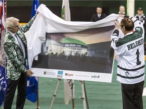 Back on Oct. 13. 2016, Merlis Belsher along with University of Saskatchewan president Peter Stoicheff unveiled the rendering of a new facility after it was announced that the former U of S grad Merlis Belsher would donate $12.25 million dollars to help fund a new twin-ice facility on campus.