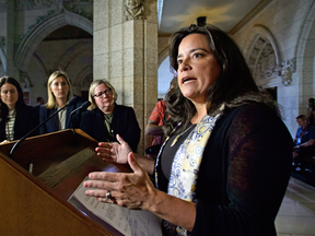 Justice Minister Jody Wilson-Raybould makes an announcement regarding family law on Parliament Hill in Ottawa on May 22, 2018.