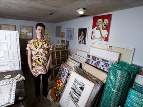 David Stonhouse, who was forced to leave his studio space downtown now stores his art in his home's basement in Saskatoon, Sask. on Saturday, May 12, 2018.