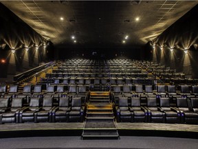 A look at a Landmark Cinemas auditorium with motorized, reclining seats.