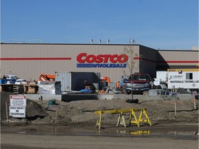 Hydrocarbons were detected in three hydrants on the water line that supplies Saskatoon's newest Costco, shown here under construction, in the Rosewood neighbourhood.