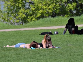 The choice of sun or shade in Rotary Park during some warm weather on June 3, 2014 in Saskatoon.
