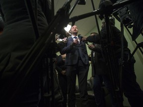 Saskatchewan NDP Leader Ryan Meili speaks to media.