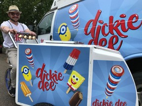 Josh Turner, seen outside his Pacific Heights home on June 1, 2018, is bringing Dickie Dee Ice Cream back to Saskatoon with his fleet of 12 bikes, a van and a ice cream trailer. He was excited to be approached to resurrect the brand after having so many memories of chasing the Dickie Dee van when he was growing up.