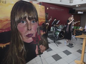 Singer Gillian Snider performs at Persephone Theatre during a plaque unveiling to tribute artist Joni Mitchell in Saskatoon, SK on Sunday, June 10, 2018.