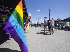 A street fair event organized by OUTSaskatoon during Saskatoon Pride Festival on 21Street West between Ave C and D in Saskatoon, SK on Wednesday, June 13, 2018.