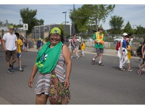 Deborah Kim of Beardy's and Okemasis Cree Nation took part in the Rock Your Roots Walk  during the National Indigenous Peoples Day event at Victoria Park  in Saskatoon on  June 21, 2018.