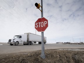The intersection near Tisdale, Sask., where a bus carrying the Humboldt Broncos hockey team crashed into a truck on April 6, 2018.