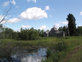 Holy Spirit Ukrainian Catholic Church RM246 by Lloyd and Rose Virag is on display at the Ukrainian Museum of Canada.