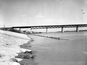 A photo of the flooding South Saskatchewan River, from June 14, 1953. (Provincial Archives of Saskatchewan StarPhoenix Collection S-SP-B1788-8) ****EDS NOTE: ARCHIVE NUMBER MUST BE PUBLISHED IN THE CUTLINE FOR LEGAL REASONS.