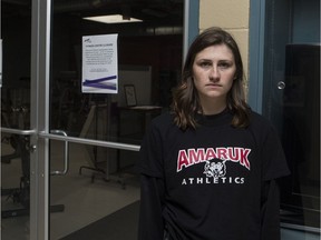 Jessica Morrow, who's in the nursing program and is part of Saskatchewan Polytechnic's Saskatoon basketball team, stands for a portrait by the closed facilities in Saskatoon on Saturday, June 2, 2018.