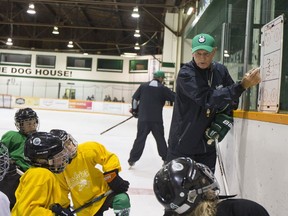 SASKATOON,SK--JUNE 04 0604-NEWS- Dave King- Dave King, former NHL coach leads a practice at the Huskie prospects camp at Rutherford Rink, King received  an honorary Doctor of Laws during Spring Convocationin Saskatoon, SK on Monday, June 4, 2018.