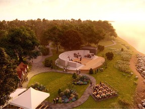 Artist's rendering of the new site configuration and planned amphitheatre for Shakespeare on the Saskatchewan. Hanout.