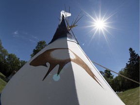 One of the teepees set up in Wascana Park.