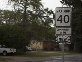 The city lowered the speed limit to 40 km/h in the Montgomery Place neighbourhood two years ago because of the absence of sidewalks throughout most of the community in Saskatoon on July 1, 2018.