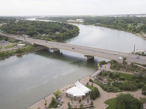 A photo of Idylwyld Bridge taken from the tower at Parcel Y,  in Saskatoon, SK on Wednesday, July 18, 2018.