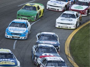 SASKATOON,SK--JULY 25 0726-NEWS-PINTY'S NASCAR- Racers drive down the track during the NASCAR Velocity Prairie Thunder at Wyatt Group Raceway in Saskatoon, SK on Wednesday, July 25, 2018.