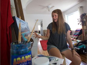 Local artist Robynn Olson, seen here in her at-home art studio on July 21, 2018, uses social media and the internet to market her artwork in the relatively small city of Saskatoon.