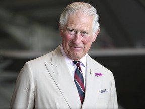 The Prince of Wales visits the 617 Squadron at RAF Marham in Kings Lynn, Norfolk, England, Friday, July 27, 2018. (Chris Radburn/PA via AP)