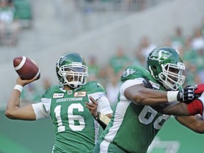 The Saskatchewan Roughriders' offence has struggled with Brandon Bridge, 16, at the controls.