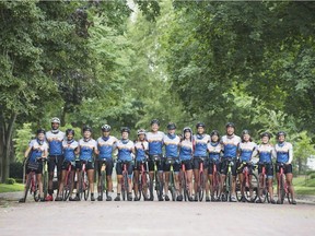 A team of cyclists participating in the Texas 4000, a 70-day bike trip that goes from Austin, Texas, to Anchorage, Alaska. They passed through Saskatoon on their route on July 14, 2018.